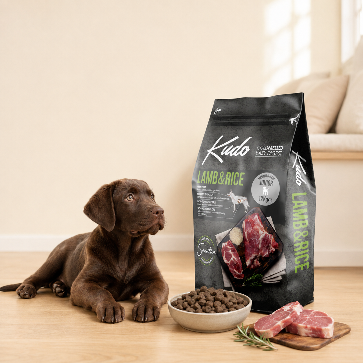 Kudo Lamb and Rice Puppy and Junior Cold Pressed Food