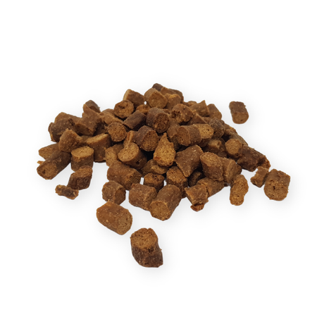 Pile of chicken chips on a white background