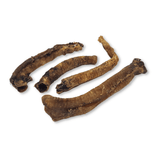 Dried lamb trachea of various sizes on a white background