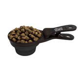 The Excellent Pets 3in1 Clip scoop filled with some dog kibble 