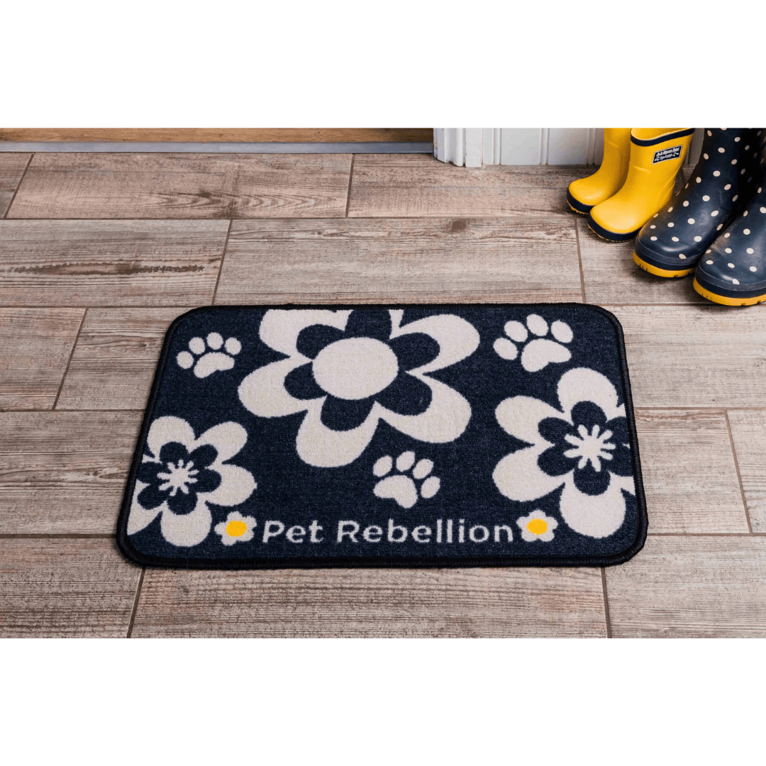 Dinner Mate Feeding Mat Black Flower