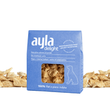 Blue packaging of ayla delight pet treats with visible treats on a white background