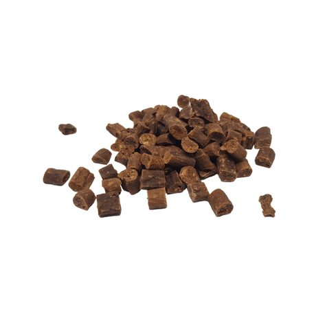 Pile of rabbit chips on a white background