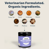 The ingredients of the Four Leaf Rover - Immunity Seven Shrooms. there are small images beside each one