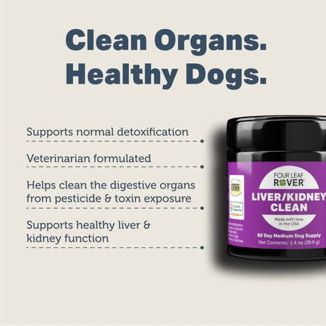 The key benefits of the Four Leaf Rover - Liver & Kidney Clean - Natural Detox Support for Dogs 39.9g