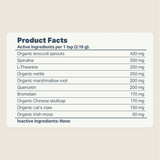 The nutritional analysis of the Four Leaf Rover Harmony - Seasonal Allergy Support