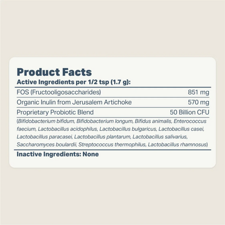 The nutritional analysis f the Four Leaf Rover - Bifido for Fido - Probiotics 50.1g