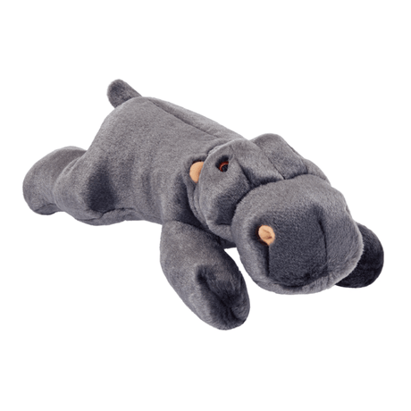 Grey Helga Hippo plush toy on a white background