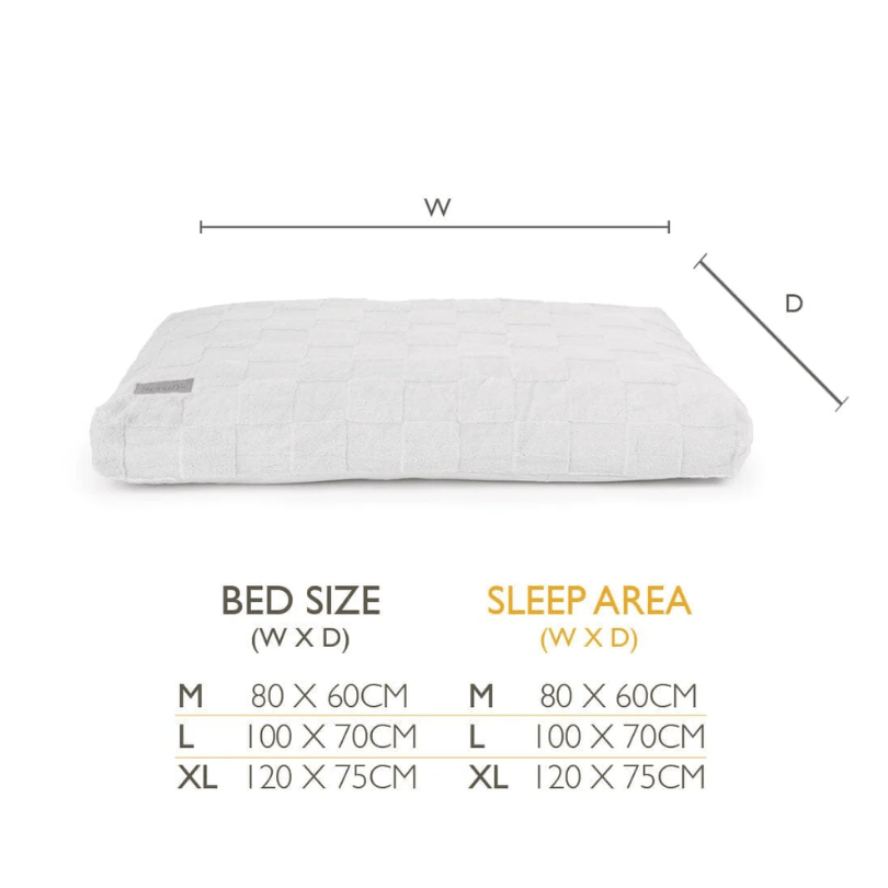 Measurement chart of a pet bed with dimensions labeled