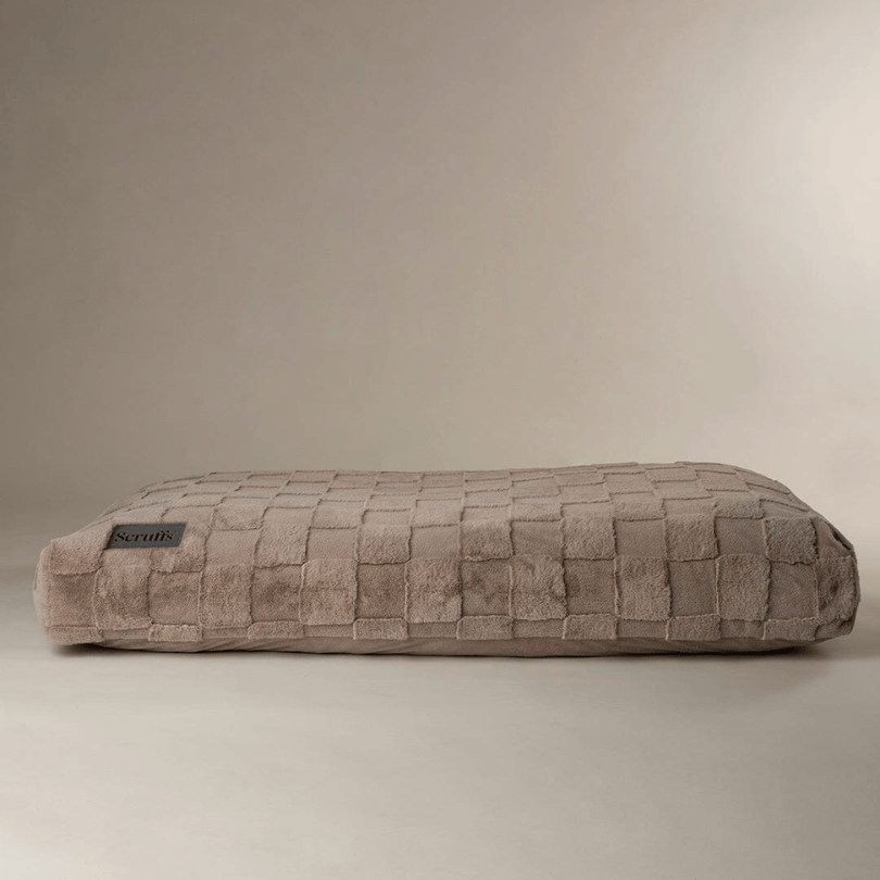 Silver Scruffs Oxford Ortho Pet bed on a beige background