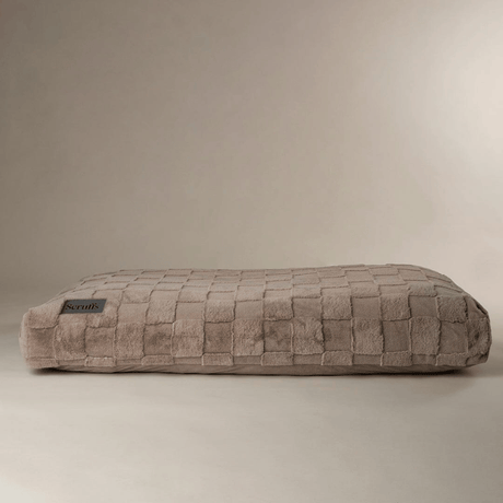 Silver Scruffs Oxford Ortho Pet bed on a beige background