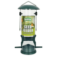 Supa seed feeder with green and clear design on a white background