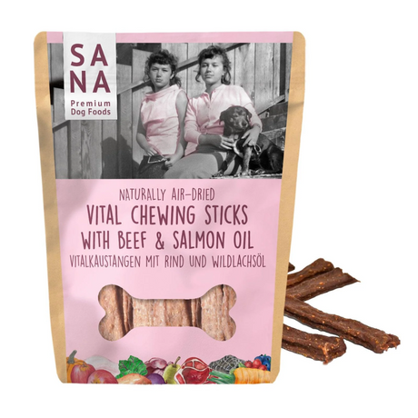 Sana Air Dried Beef Chewing sticks against a white background.