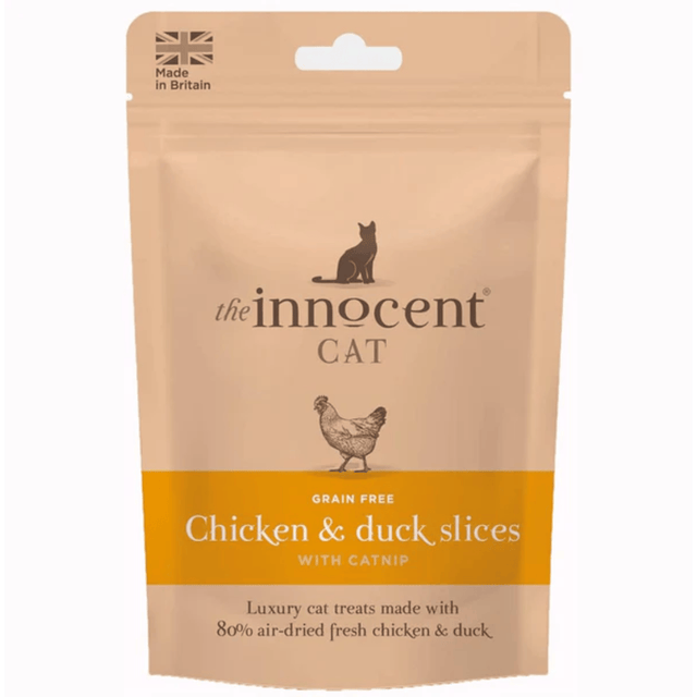innocent Cat Chicken & duck slices against a white background.