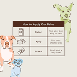 Directions of use for the Snout Soother, how to apply t successfully. Distract - Apply - Reward