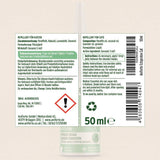 Back of a 50ml can of Aniforte ectoprotek cat repellent, showing product information, instructions, barcode, and recycling symbols on a light beige background.