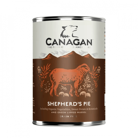 Canagan Shepherd's Pie Wet Dog Food 400g. Against a white background.
