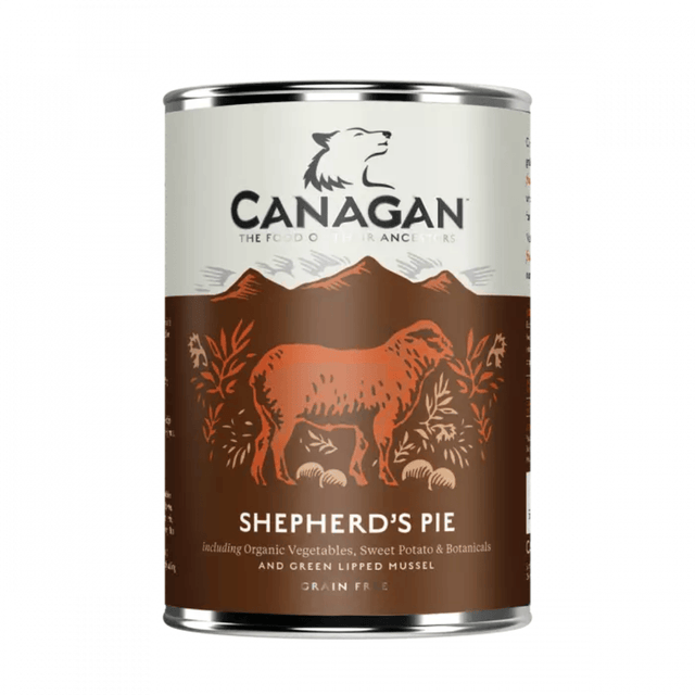 Canagan Shepherd's Pie Wet Dog Food 400g. Against a white background.