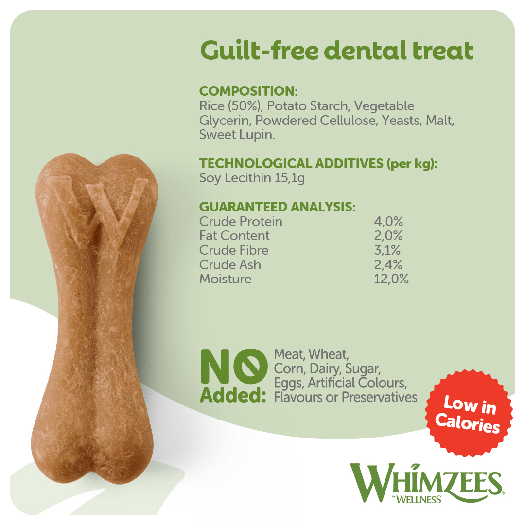 Whimzees Daily Dental Treats Rice Bone 4 Pack - Med/Lrg Dogs